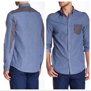 Ben Sherman Brushed Dot Colorblock Collared Shirt